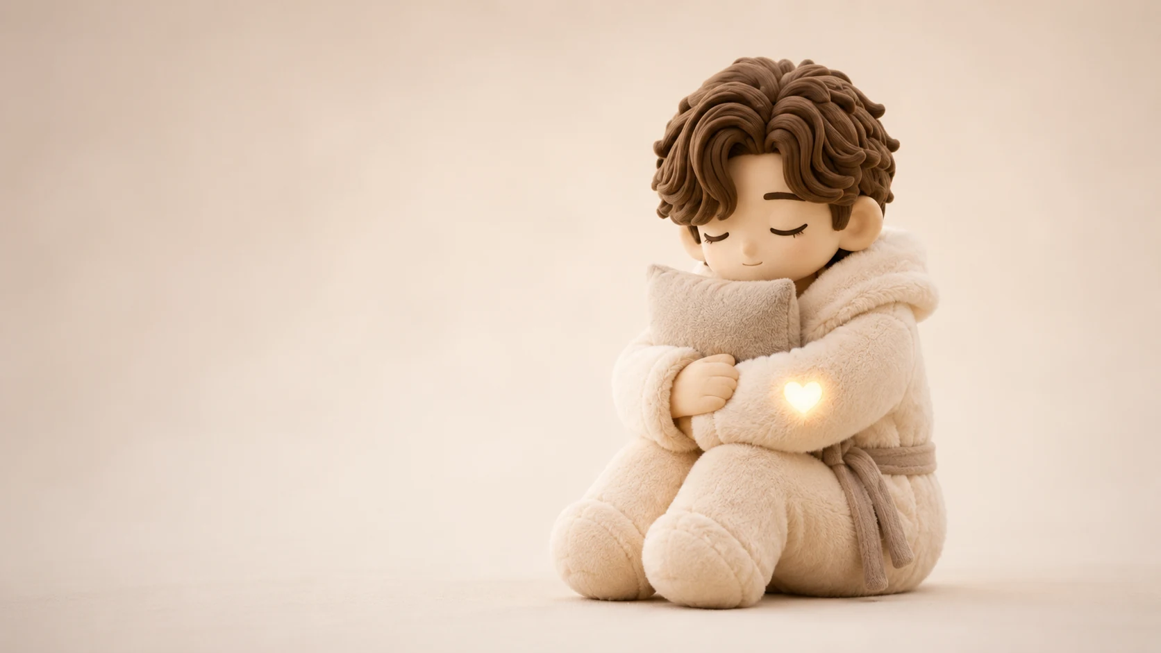 HUGs AI companion holding a soft pillow